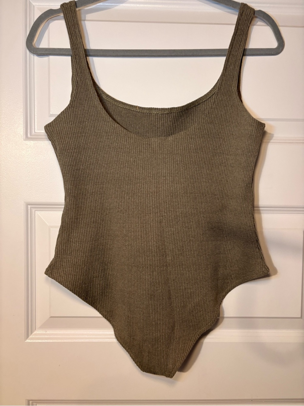 Zara Olive Ribbed Off-Shoulder Sweater